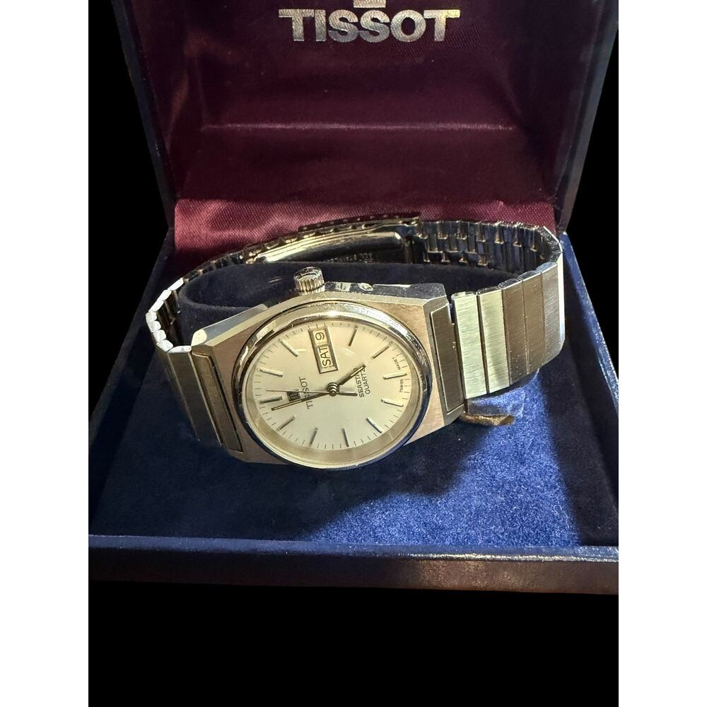 Vintage Tissot Seastar Quartz Men's Watch Day-Date Stainless Steel Original Box